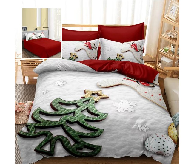 Lenjerie pat finet 3d 6 piese craciun f-xmas95 Lenjerie pat finet 3d 6 piese craciun f-xmas95